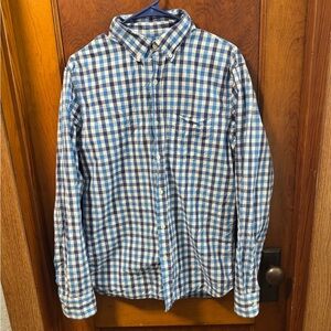 Old Navy Blue and White Plaid Men's Shirt